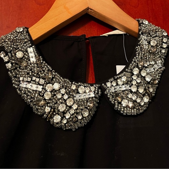 Soprano jeweled beaded collar sleeveless top M Women - Picture 2 of 9